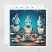 ロボットのギアと科学の誕生日を目指そう 招待状 (正面/裏面)