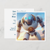 ロボットのギアと科学の誕生日を目指そう 招待状 (正面/裏面)