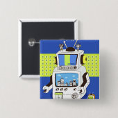 ロボットのクローズアップ 缶バッジ (正面&裏面)