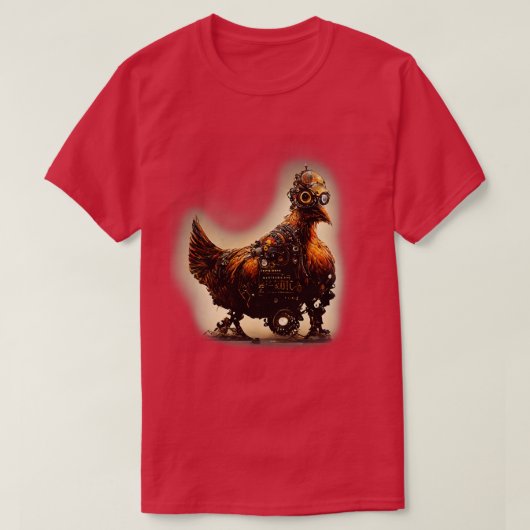ロボットのスチームパンク鶏 Tシャツ (デザイン正面)