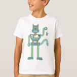 ロボットのネコと巻き上げマウス Tシャツ<br><div class="desc">ロボット猫がネズミのおもちゃを巻き上げた！猫ちゃん、子猫、ネズミ、そしてすべての物事のファンのためのロボット、サイボーグやアンドロイド。</div>