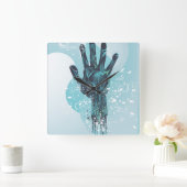 ロボットのハンドウォール時計 スクエア壁時計 (ホーム)