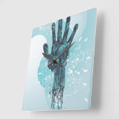 ロボットのハンドウォール時計 スクエア壁時計 (傾斜)