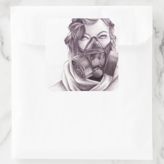 ロボットの人:ガスマスクのシール スクエアシール (バッグ)