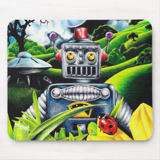 ロボットの侵入 – SF作品 マウスパッド (正面)