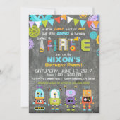 ロボットの天才ギアツールChalkboard誕生日 招待状 (正面)