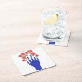 ロボットの手で咲くバラ作品 スクエアペーパーコースター (インサイチュ)