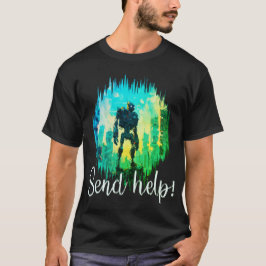 ロボットの救出: 赤と青のメカがピンチ Tシャツ