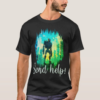 ロボットの救出: 赤と青のメカがピンチ Tシャツ