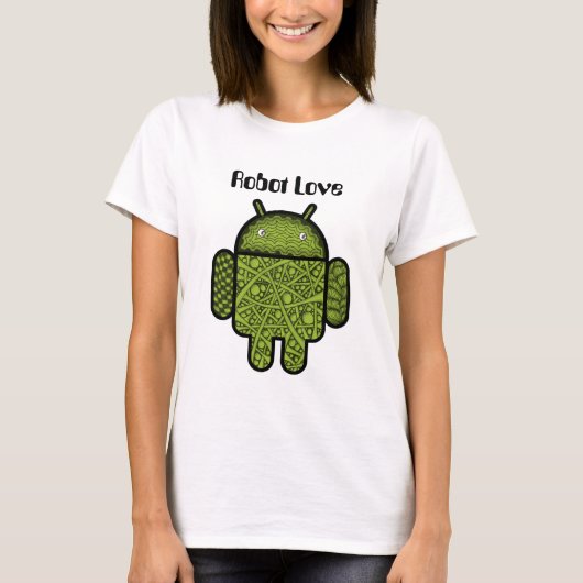 ロボットの気泡ドードルキャラクター™ Tシャツ (正面)