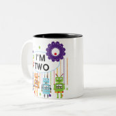 ロボットの第2誕生日Tシャツとギフト ツートーンマグカップ (正面左)