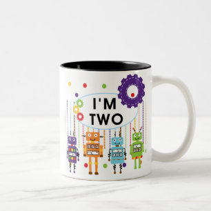 ロボットの第2誕生日Tシャツとギフト ツートーンマグカップ