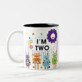 ロボットの第2誕生日Tシャツとギフト ツートーンマグカップ (左)