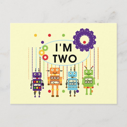 ロボットの第2誕生日Tシャツとギフト ポストカード (正面)