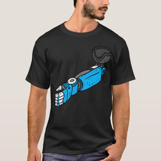 ロボットの義手。ロボットハンド。 Tシャツ (正面)