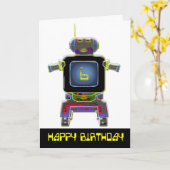 ロボットの誕生日おめでとう 6歳の誕生日カード カード (黄色い花)