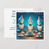 ロボットの誕生日と科学の誕生日に備えよう 招待状 (正面/裏面)