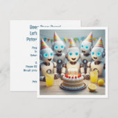 ロボットの誕生日と科学の誕生日に備えよう 招待状 (正面/裏面)