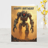 ロボットの誕生日カード カード (黄色い花)