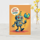 ロボットの誕生日カード カード (黄色い花)