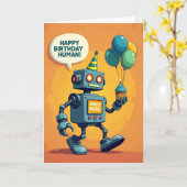 ロボットの誕生日カード カード (黄色い花)