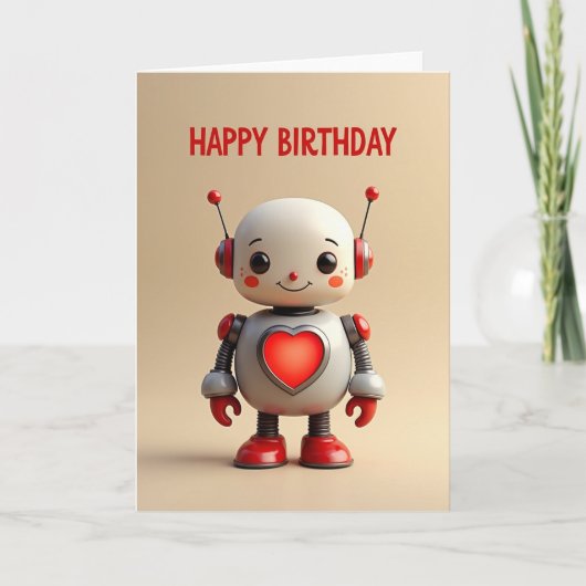ロボットの誕生日ハートカード カード (正面)