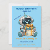 ロボットの誕生日パーティー招待状 少年 テクノロジー ビープビープ 招待状 (正面)