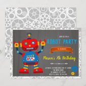 ロボットの誕生日招待状 招待状 (正面/裏面)