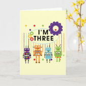 ロボットの誕生日Tシャツとギフト カード (黄色い花)