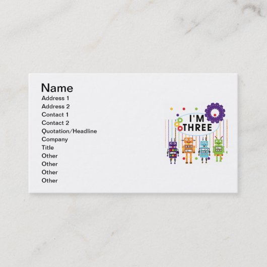 ロボットの誕生日Tシャツとギフト 名刺 (正面)