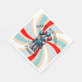 ロボットをテーマにした少年のハッピーバースデー スタンダードランチョンナプキン (角)