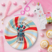 ロボットをテーマにした少年のハッピーバースデー ペーパープレート (パーティー)