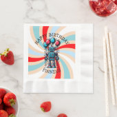 ロボットをテーマにした少年のハッピーバースデー 縁ありランチョンナプキン (インサイチュ)