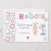 ロボットをテーマにした誕生日キッズパーティー感謝してい可愛い サンキューカード (正面)