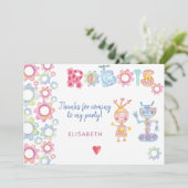 ロボットをテーマにした誕生日キッズパーティー感謝してい可愛い サンキューカード (スタンド正面)