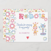 ロボットをテーマにした誕生日キッズパーティー感謝してい可愛い サンキューカード (正面/裏面)
