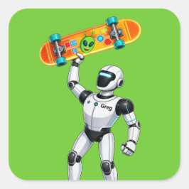 ロボットエイリアンのグレッグ スケートボード クリエイター SFの子供 スクエアシール