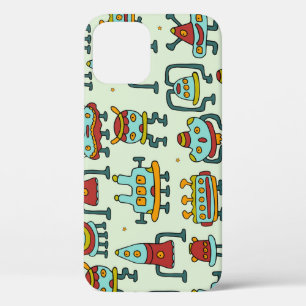 ロボットエイリアンヴィンテージパターンイラストレーション iPhone 12ケース