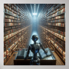 ロボットカスタム図書館壁ポスター ポスター