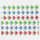 ロボットカラフルキッズダベットカバー フリースブランケット (正面(横))