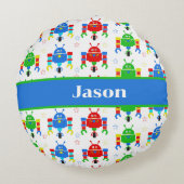 ロボットカラフルキッズパーソナライズされた ラウンドクッション (裏面)