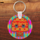 ロボットカラフルスカル絵画の キーホルダー (正面)
