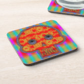 ロボットカラフルスカル絵画の コースター (左側)