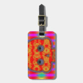ロボットカラフルスカル絵画の ラゲッジタグ (正面縦)