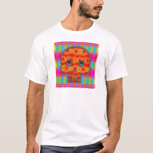 ロボットカラフルスカル絵画の Tシャツ