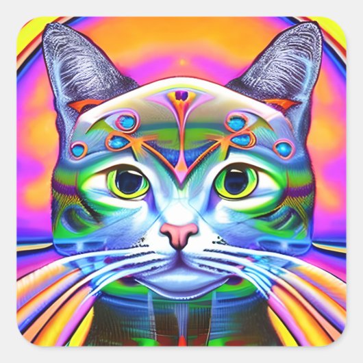 ロボットカラフルスチームパンク スクエアシール (正面)