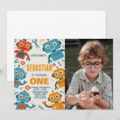 ロボットカラフル誕生日招待状子供へ 招待状 (正面/裏面)