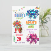 ロボットカラフル誕生日招待状 招待状 (スタンド正面)