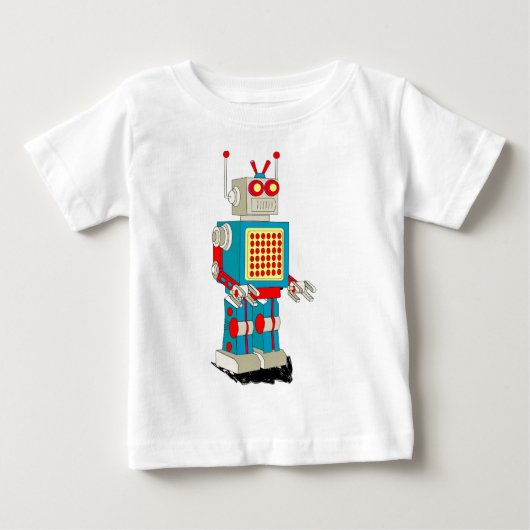 ロボットキャラクターの漫画 ベビーTシャツ (正面)