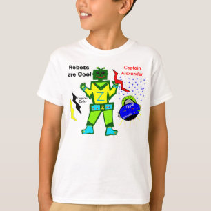 ロボットクールがキャプテン・ザッキー・ブルー宇宙船スター Tシャツ